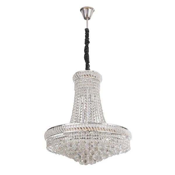 OUKANING 14-Light Silver France Empire Style Modern K9 Crystal Raindrop Chandelier