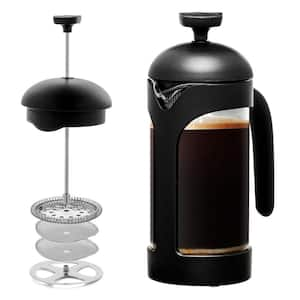 1.5 Cup Black French Press Coffee Maker with Heat Resistant Borosilicate Glass