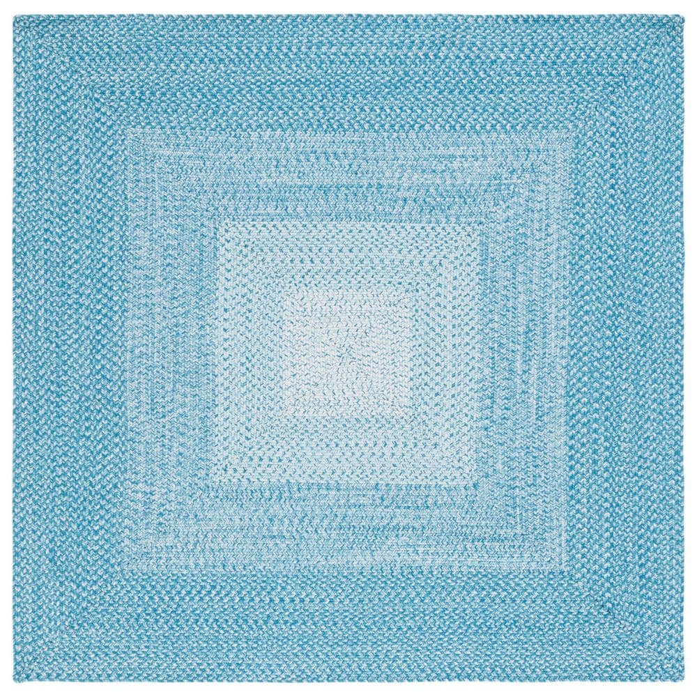 Braided Aqua 6 ft. x 6 ft. Machine Washable Ombre Border Square Area Rug price history on PriceWatchPro