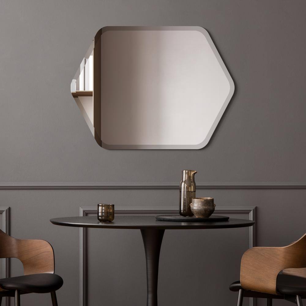 Frameless Beveled Hexagonal Bathroom Wall Mirror 24" x 32"
