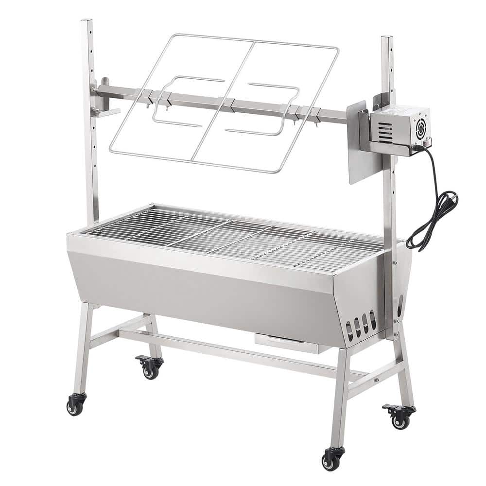 Upgrade Rotisserie Grill, 35 In. 90 Lbs. Capacity, BBQ Whole Charcoal Spit Grill, Electric 42 Watt Motor Roaster