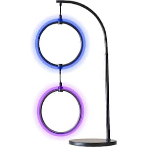 Nova 24 in. Classic Black Modern & Contemporary Integrated LED Arc Table Lamp with Built-In Color Changing Function