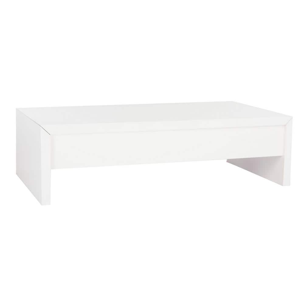 White Rectangular Wood Lift-Top Coffee Table with Storage