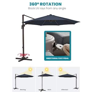 9 ft. Round 360-Degree rotation Cantilever Patio Umbrella in Navy