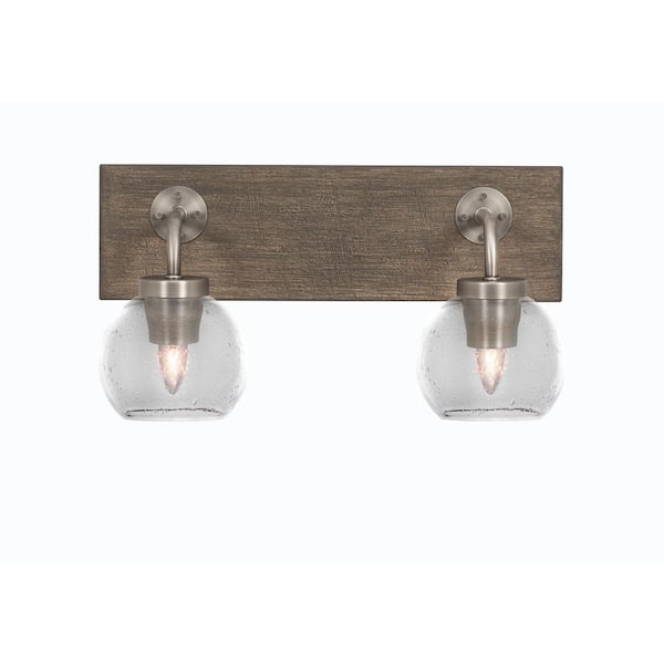 Unbranded Kirby 16.25 in. 2-Light Graphite and Painted Distressed Wood-look Metal Vanity Light