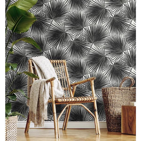 57.5 sq. ft. Inky Elvis Palms Unpasted Nonwoven Paper Wallpaper Roll