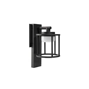 13 in. Black Aluminum Durability Wall Light Weather Resistant Hardwired Outdoor Bulkhead Light with Integrated LED