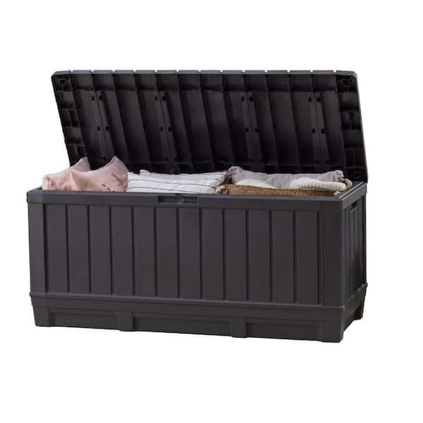 ITOPFOX 92 Gal. Dark Grey Resin Deck Box for Patio Furniture Garden Tools and Pool Floats