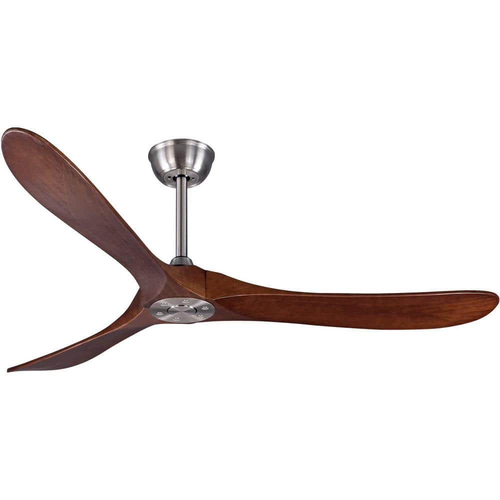 60 in. Smart Outdoor/Indoor Walnut Ceiling Fan with Remote Control and 3 So