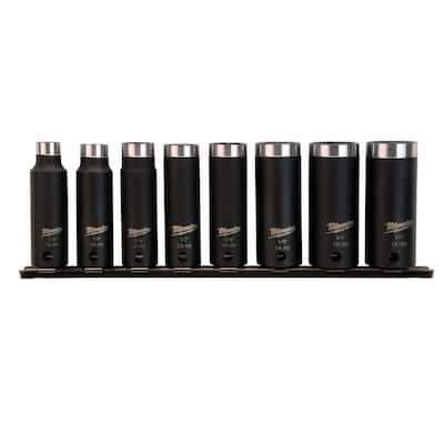 SHOCKWAVE Impact-Duty 3/8 in. Drive SAE Deep Well Impact Socket Set (8-Piece)