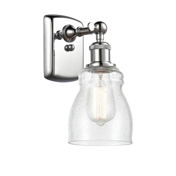 Ellery 1-Light Polished Chrome, Seedy Wall Sconce with Clear Glass Shade