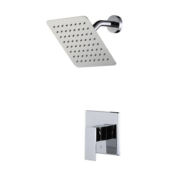 ARCORA Square 1-Spray Patterns with 1.6-GPM 8 in. Wall Mount Rain Fixed Shower Head in Chrome