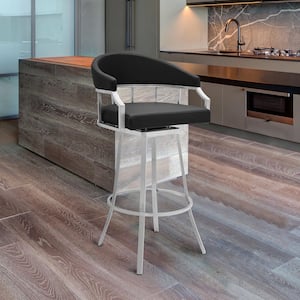 Palmdale Brushed Stainless Steel Swivel Modern Faux Leather Bar and Counter Stool