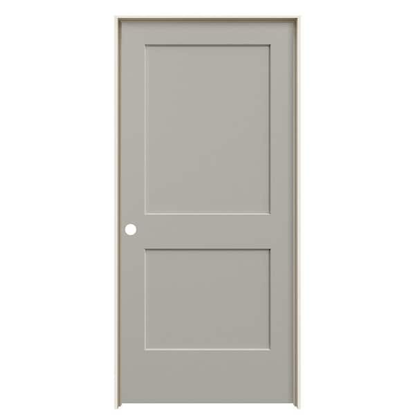 JELD-WEN 36 in. x 80 in. Monroe Driftwood Painted Right-Hand Smooth Solid Core Molded Composite MDF Single Prehung Interior Door