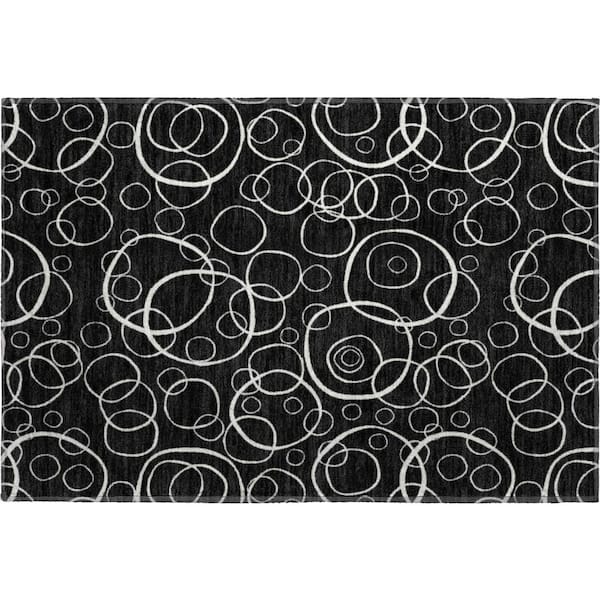 Mayfield Premium Machine Washable Abstract AMF2407 Black 2 ft. x 3 ft. Accent Rug