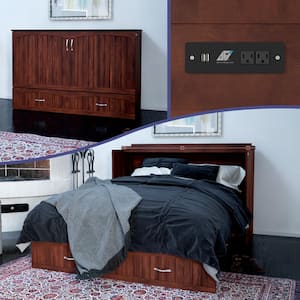 Southampton Murphy Bed Chest Queen Walnut with Charging Station