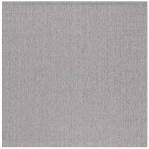 Sisal All-Weather Gray 7 ft. x 7 ft. Solid Woven Indoor/Outdoor Square Area Rug