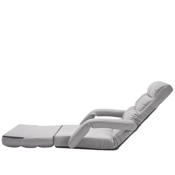 Floor Chair, Floor Gaming Chair with 5 Adjustable Position and Back Support, Folding Sofa Chair, Gray Cushion