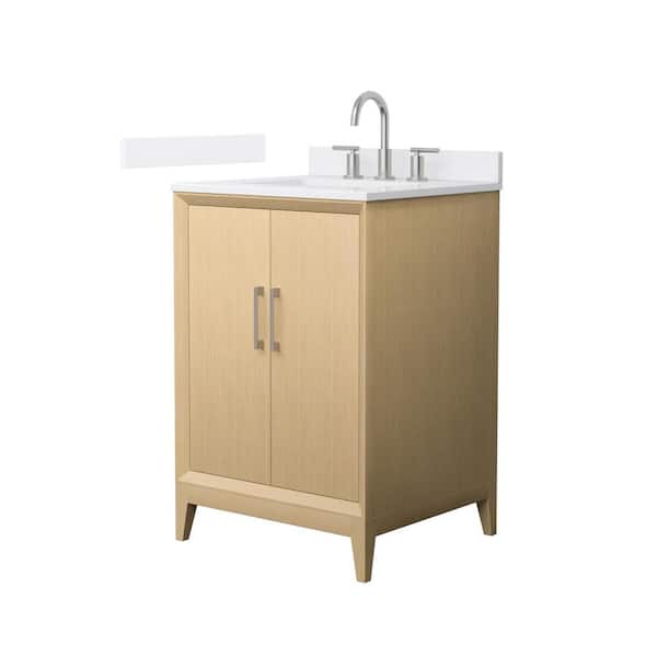 Janna 24 in. Single Freestanding White Oak Bath Vanity with White Quartz Top (Assembled)