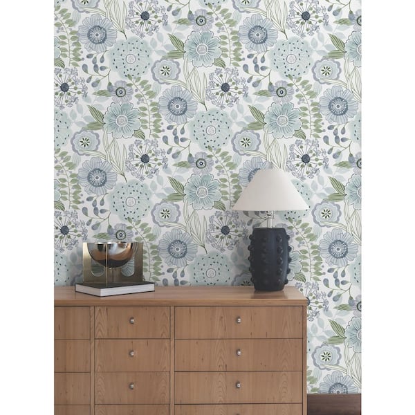 Blue Artistic Bouquet Alpine and Leaf Wallpaper