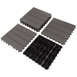 1 ft. W x 1 ft. L 6 Patio Tiles Wood/Polypropylene Interlocking Deck Tile Flooring in Gray