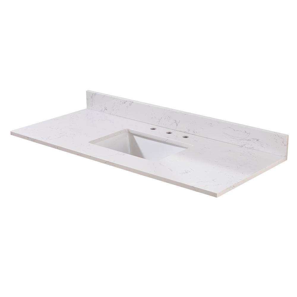 Aosta White 49" Composite Stone Vanity Top with Ceramic Sink