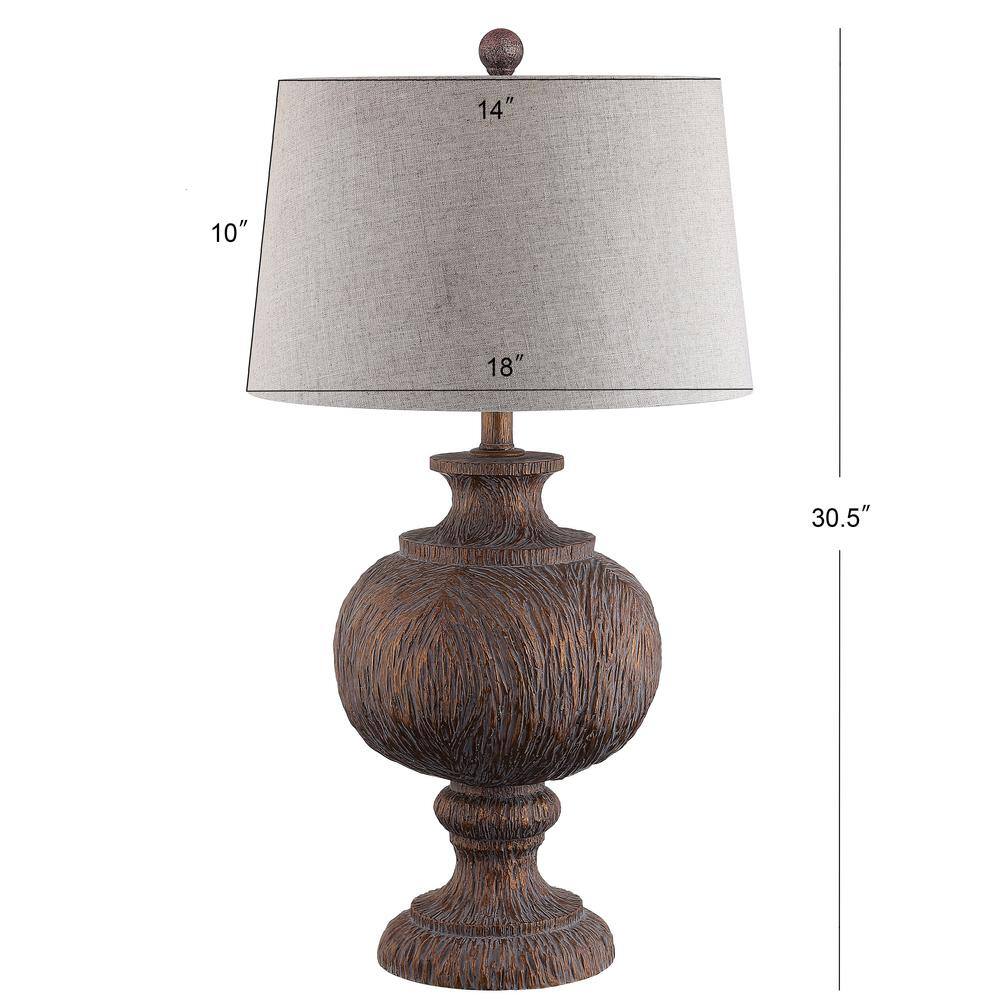 Scarlett 31" Faux Bois Resin LED Table Lamp with Linen Shade