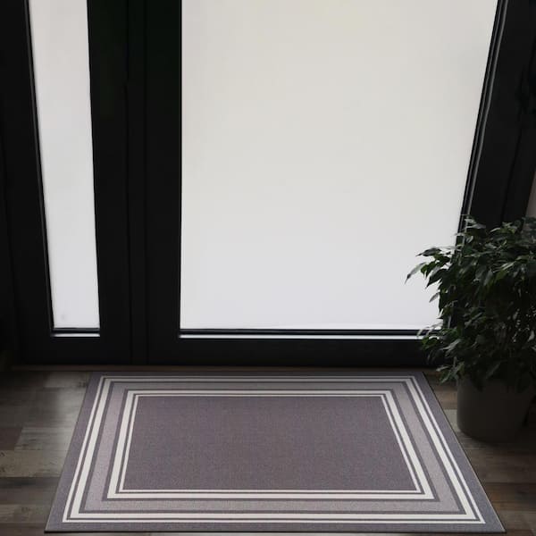 INDOOR DOOR Mat & Rug Grey Stripe Design Home Door Mat Washable Non-slip Door  Mats and Runner Small Medium Large Sizes 