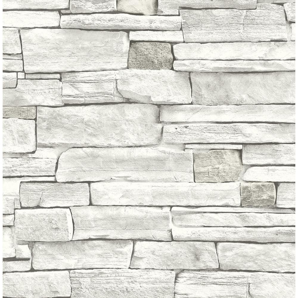 NextWall Faux Stacked Stone 20.5 in. x 18 ft. Peel and Stick Wallpaper ...