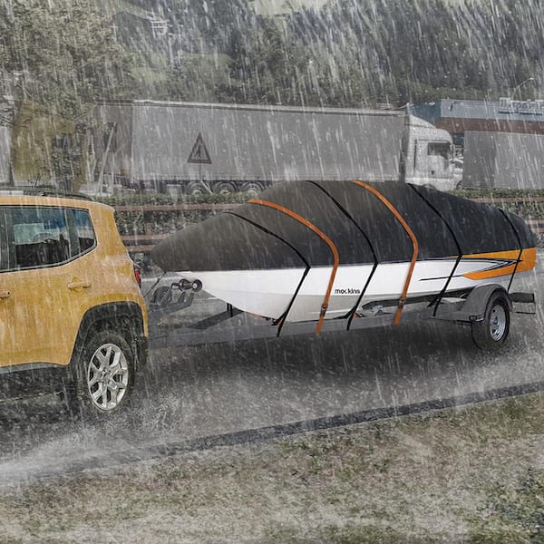 17 to 19 ft. x 98 in. Waterproof & UV Resistant 600D Polyester Oxford Trailerable Boat Cover Runabout/Bass/Fishing Boats