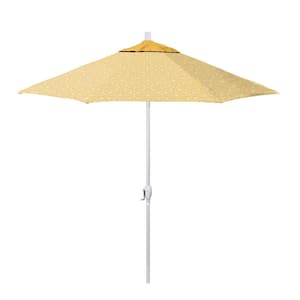 9 ft. Matte White Aluminum Market Patio Umbrella with Crank Lift Push-Button Tilt in Palmetto Sawgrass Pacifica Premium