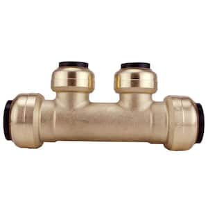 3/4 in. x 3/4 in. Brass Push-To-Connect Inlets with 2-Port Open Manifold 1/2 in. Push-To-Connect Outlets