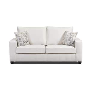 Relay Linen 78 in. Wide Square Arm Polyester Transitional Rectangle Sofa with Two Decorative Pillows in Off White