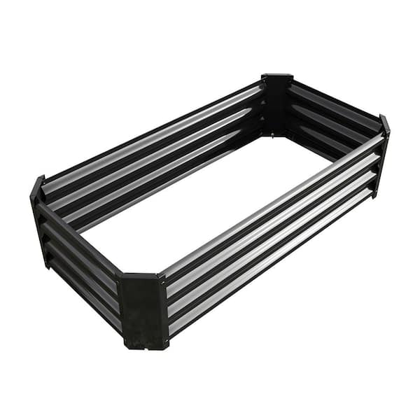 Tenleaf 4.0 ft. x 2 ft. x 1 ft. Rectangle Black Metal Raised Garden Bed, Outdoor Garden Raised Planter Box