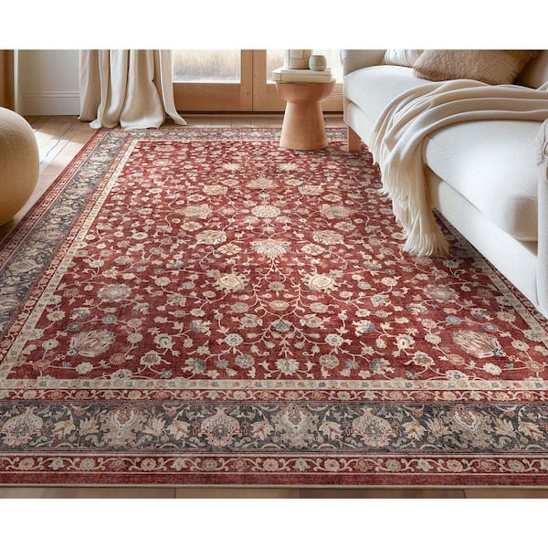 Asha Rome Vintage, Oriental Persian, Red 7 ft. 7 in. x 9 ft. 10 in., Area Rug