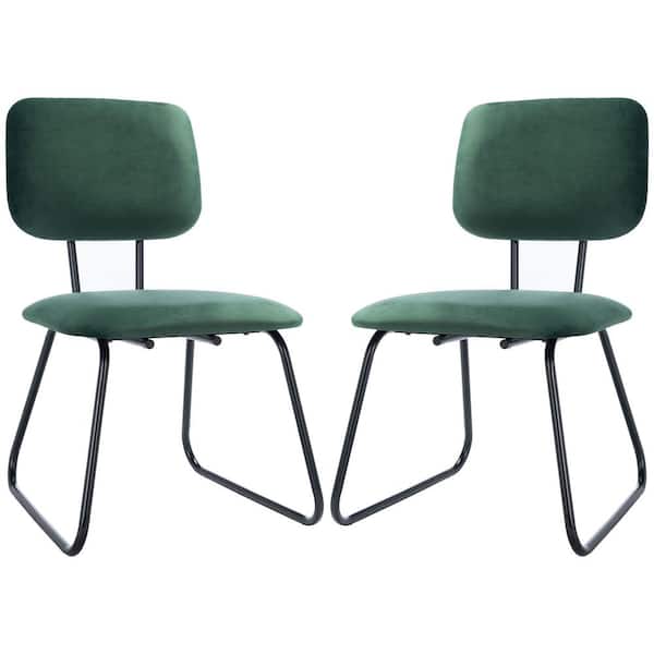 SAFAVIEH Chavelle Green/Black Upholstered Side Chairs (Set of 2)