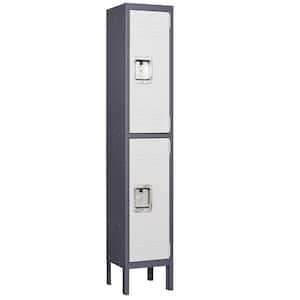 2 Door 4-Tier Locker, Employees Storage Metal Lockers 66 in. Lockable Steel Cabinet for School Gym Home Office Staff