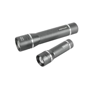1100 Lumens and 650 Lumens Alkaline Battery LED Slide-to-Focusing Powered Aluminum Flashlight (2-Pack)