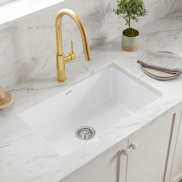 Ruvati Fiamma 28 in. Undermount Single Bowl White Fireclay Kitchen
