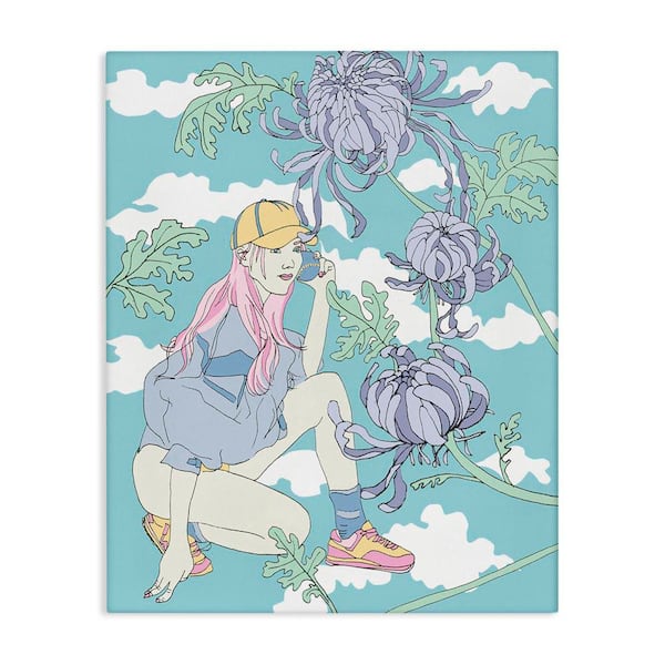 Stupell Industries Chrysanthemums and Workout Girl by Melissa Wang Unframed People Graphic Art Print 30 in. x 24 in.