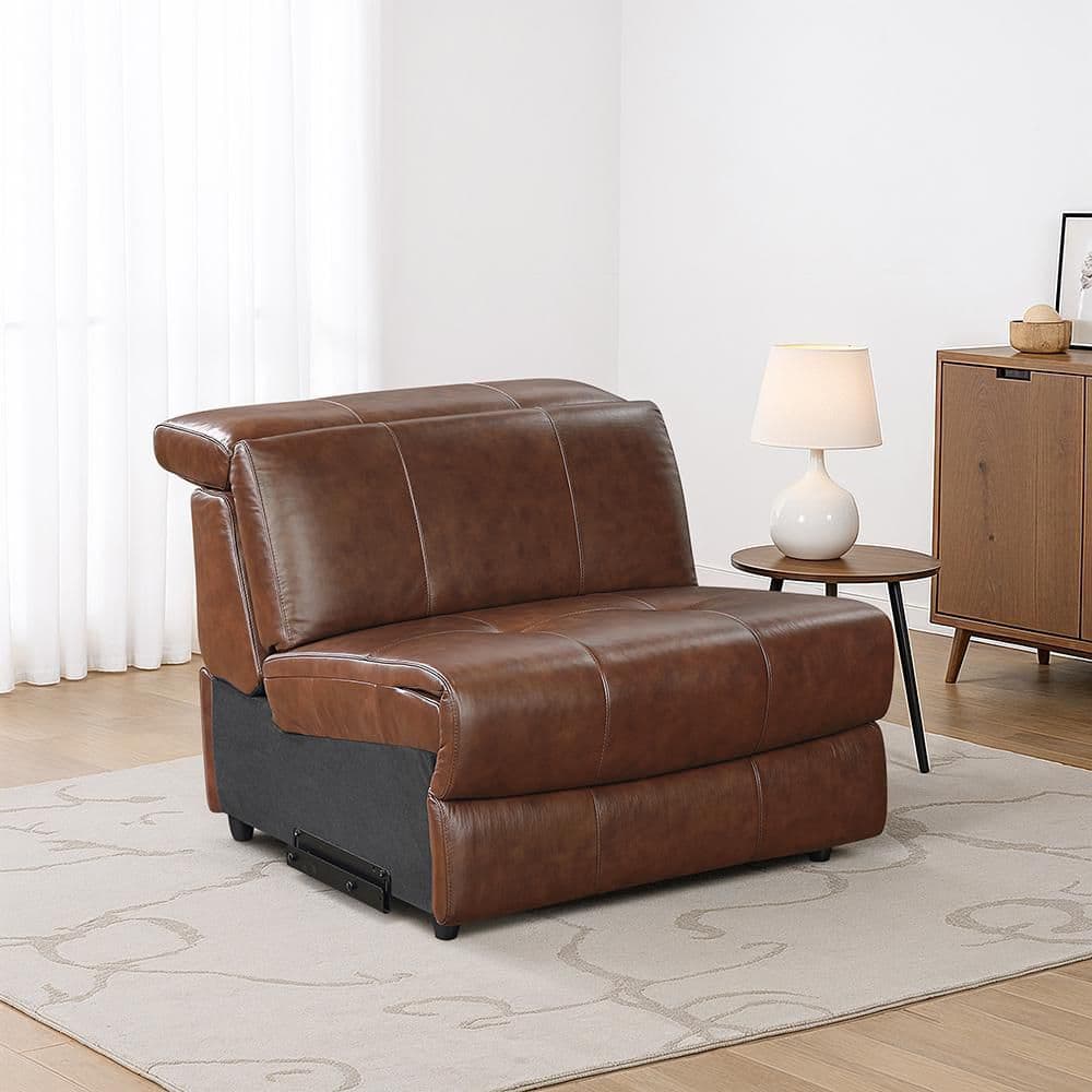 Tellot Brown Leather Armless Chair price history on PriceWatchPro