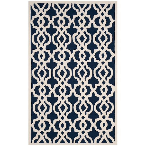 Four Seasons 9 ft. x 12 ft. Navy/Ivory Trellis Lattice Area Rug