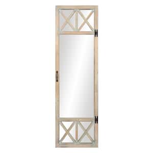 Oversized Natural Wood Wood Hooks Rustic Mirror (60.75 in. H X 60.75 in. W)