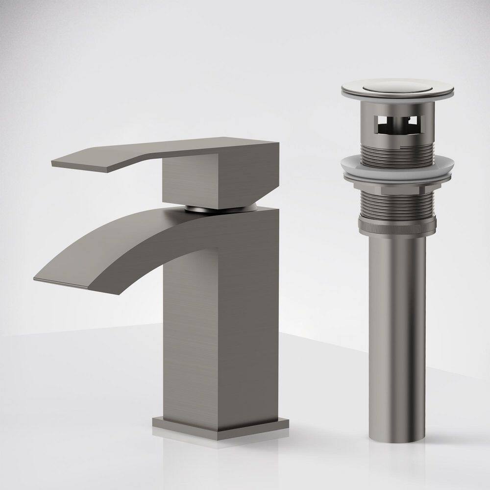 Single Handle Bathroom Faucet Simple Waterfall Faucet with Drain in Brushed Nickel price history on PriceWatchPro