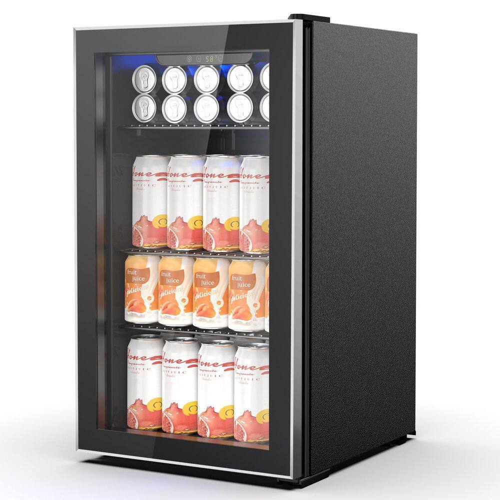COWSAR 17.52 in. Single Zone 26-Wine Bottles or 113-Cans Beverage and ...