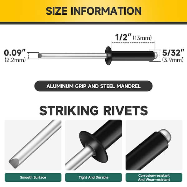 5/32 in. x 1/2 in. Aluminum Blind Pop Rivets (350-Pack) with Steel Mandrel