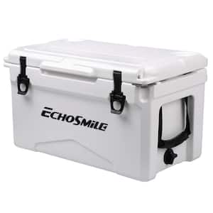 30 qt. Food and Beverage White Buckle Outdoor Cooler Insulated Box Chest Box Camping Cooler Box