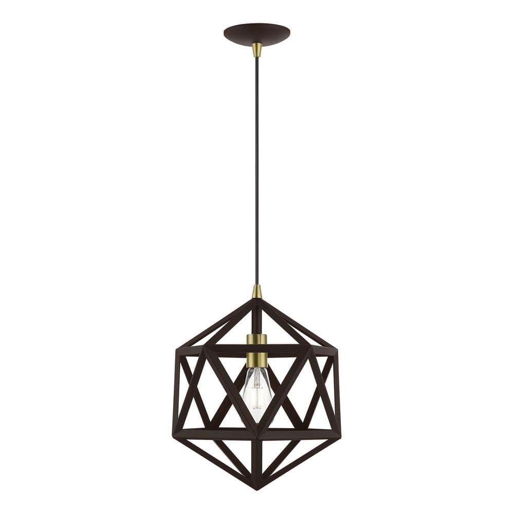Bronze and Antique Brass Mini Pendant Light with Metal Shade