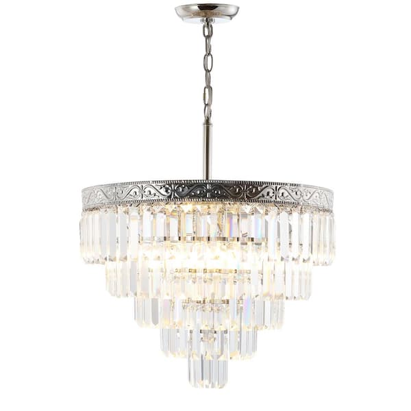Wyatt 20 in. 4-Light Polished Nickel/Clear Crystal Chandelier