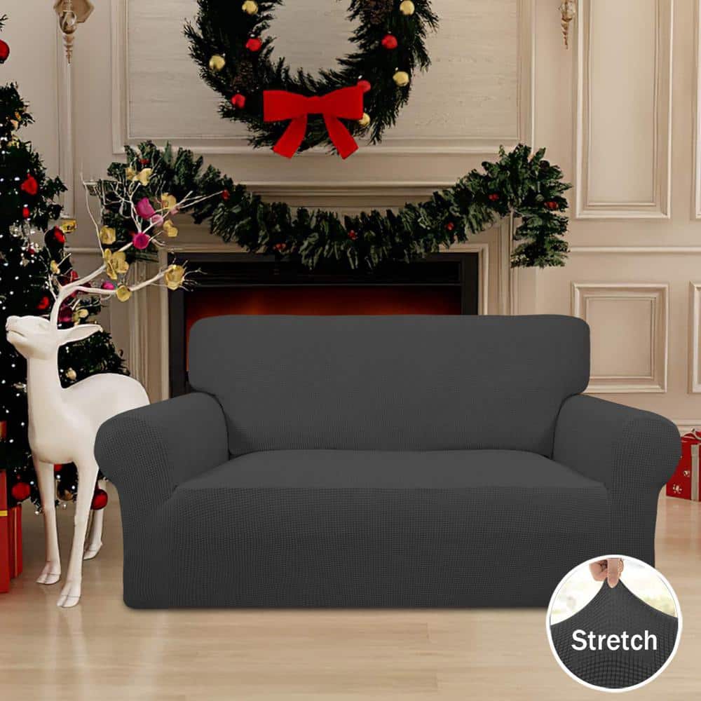 Gray Medium Loveseat Polyester Stretch Sofa Slipcover with Elastic Bottom for Kids, Jacquard Fabric Small Checks price history on PriceWatchPro